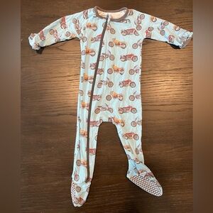 Kids' Blue Motorcycle Print Footie Pajamas